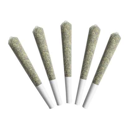 A close-up, angled view of five Gladstone Galactic Gas Pre Rolled 0.5 g pre-rolls against a plain white background.