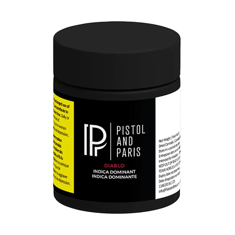 A centered, close-up view of the Diablo glass piece, displaying a simple, minimalist design on a black background.