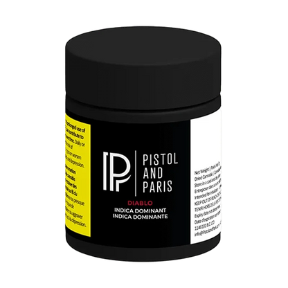 A centered, close-up view of the Diablo glass piece, displaying a simple, minimalist design on a black background.