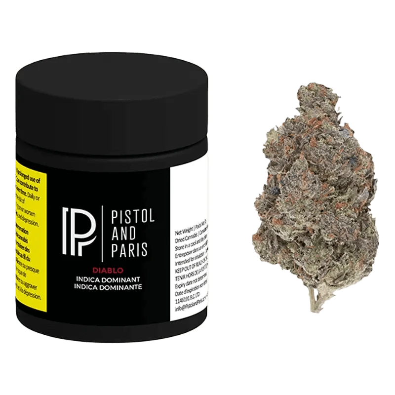 A close-up shot of the Diablo product packaging, featuring bold black and white typography against a stark white background.