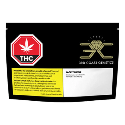 A close-up of the Jack Truffle packaging, displaying bold text against a dark background.