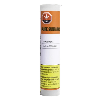 Trials Pre Rolled 3 x 0.5 g pre-rolls against a white background, featuring bold text and graphics.