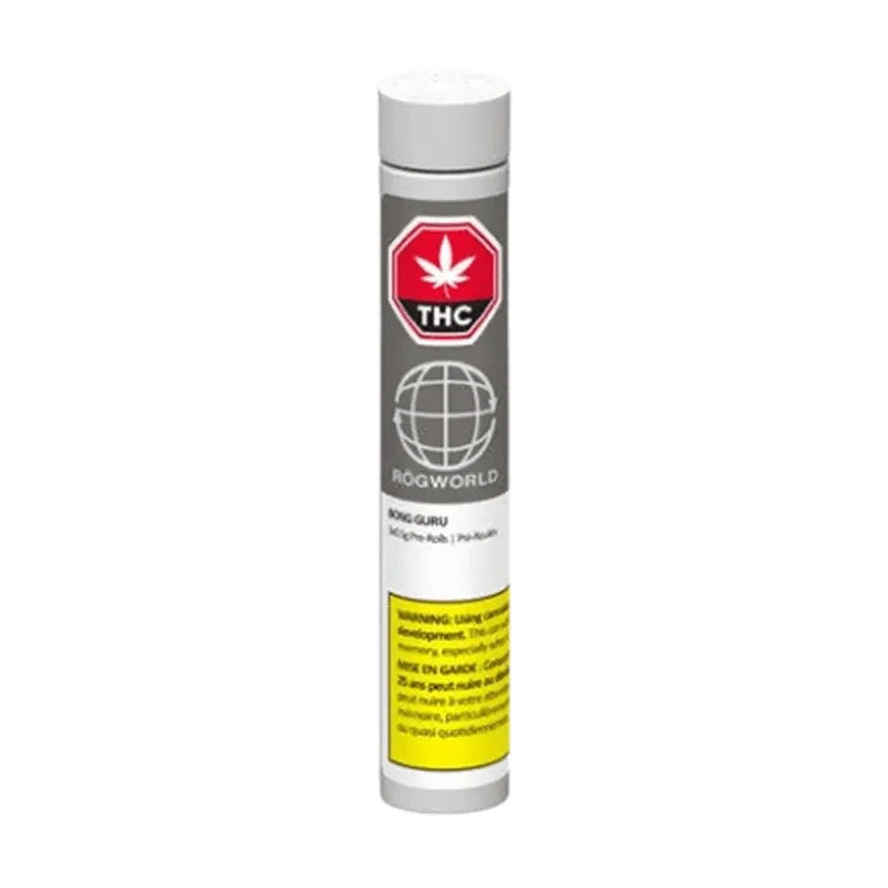 Front view of the Bong Guru Rockstar Pre Rolled 1 x 1 g, showing its sleek design with a branded logo against a plain background.