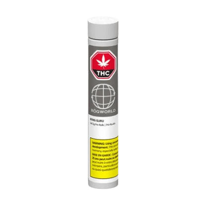 Front view of the Bong Guru Rockstar Pre Rolled 1 x 1 g, showing its sleek design with a branded logo against a plain background.