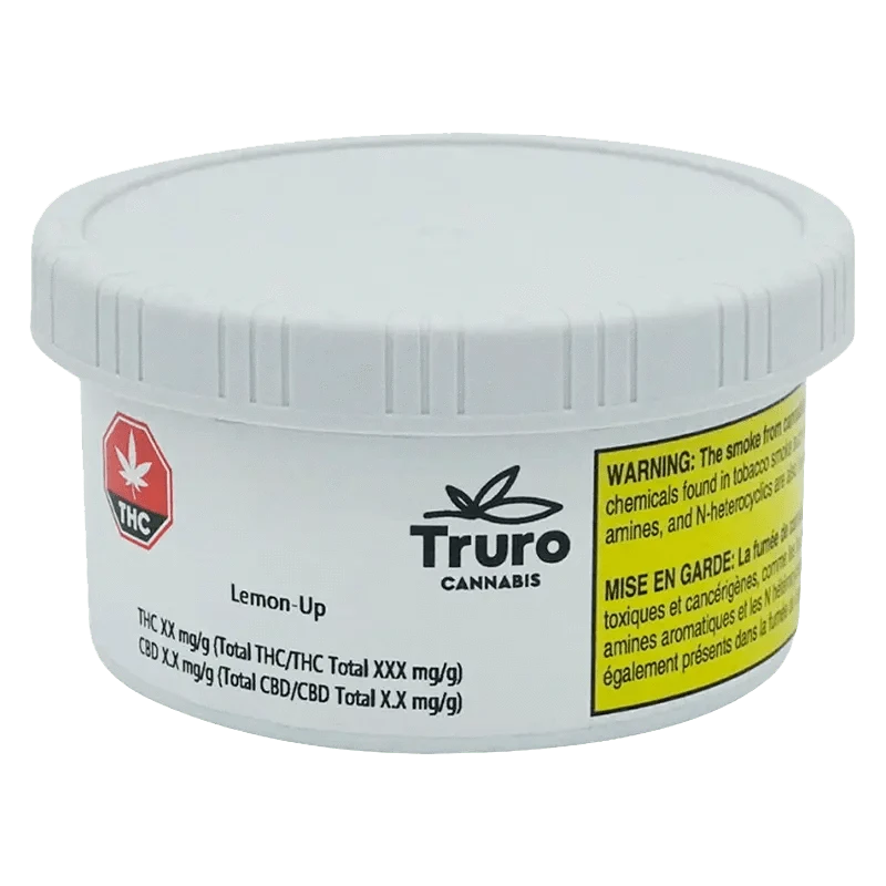 Front view of the “Lemon - Up” product packaging with bold text and a red THC logo against a white background.