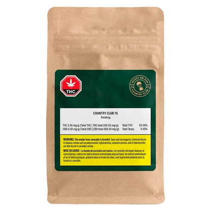 A close-up of the Country Club packaging with a bold design and title against a dark background.