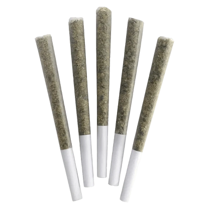 Front view of the Marshmallow Mudslide Pre Rolled 5 x 0.5 g pre-rolls, arranged vertically against a plain white background.