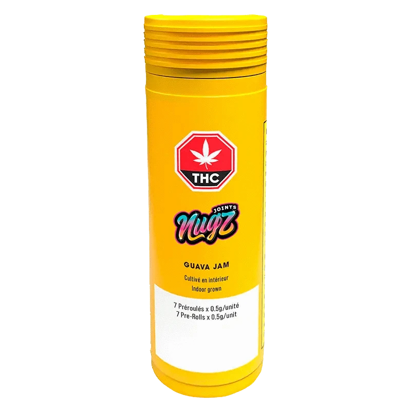 Front view of the Guava Jam Pre Rolled 7 x 0.5 g package, displaying branding on a white background.