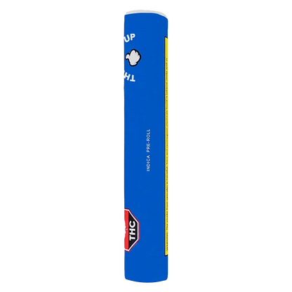Front view of the Indica Pre Rolled 1 x 1 g package, showcasing a colorful design and product branding against a dark background.
