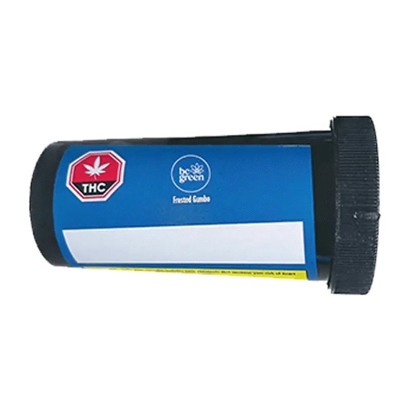 A close-up of the Frosted Gumbo Pre Rolled 20 x 0.5 g container against a white background, showing its dark blue packaging.