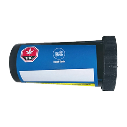 A close-up of the Frosted Gumbo Pre Rolled 20 x 0.5 g container against a white background, showing its dark blue packaging.