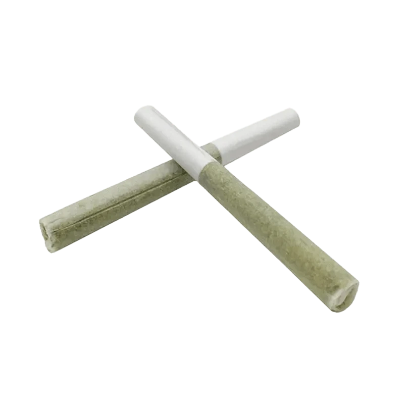 Close-up of the Master Kush Ultra Pre Rolled 5 x 0.5 g pre-rolls arranged diagonally against a plain white background.