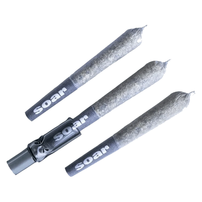 A close-up shot of three Death Punch Pre Rolled 0.5 g pre-rolls against a white background.