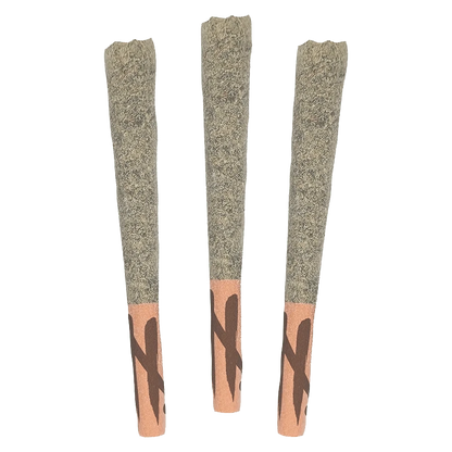 Three upright, pre-rolled cones photographed front-on on a plain background labeled Limited Reserve PR 3 x 0.5 g.