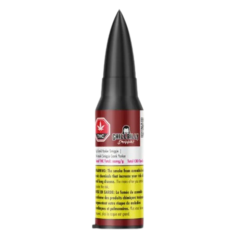 Front view of a black-tipped cartridge bottle labeled Crank Yanker Smiggie PR 1 x 1 g against a white background.