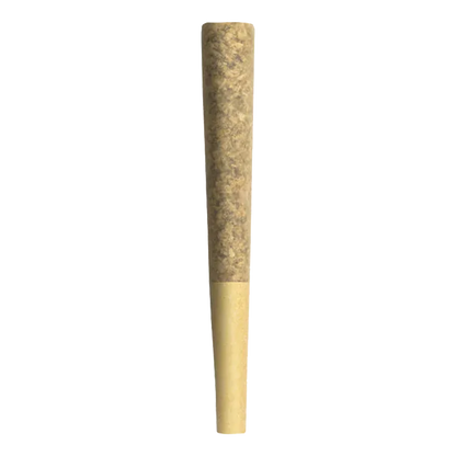 Vertical front view of a filled Crank Yanker Smiggie PR 1 x 1 g joint against a white background.