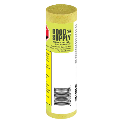 Front-facing cylindrical tube photographed against white, showing the label reading Good Supply Winter Frost PR 7 x 0.5 g with a barcode and yellow accents.