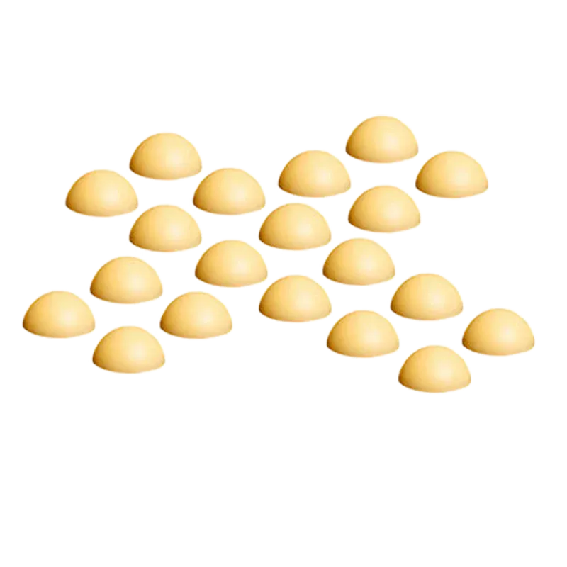 Top-down view of scattered pale yellow domes labeled Full Spec Dimes arranged in a loose grid on a white background
