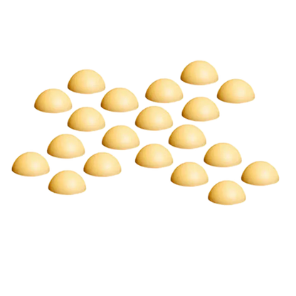 Top-down view of scattered pale yellow domes labeled Full Spec Dimes arranged in a loose grid on a white background