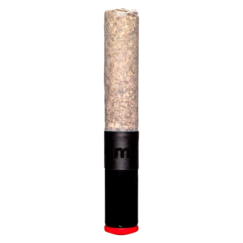 Straight-on view of the Diamond Pave Ceramic Tip Cannon PR 1 x 1 g showing its tall paper cylinder and black ceramic tip with red base.