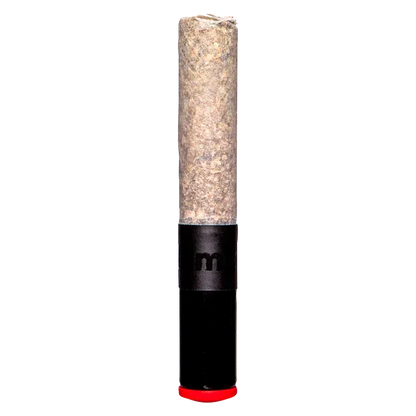 Straight-on view of the Diamond Pave Ceramic Tip Cannon PR 1 x 1 g showing its tall paper cylinder and black ceramic tip with red base.