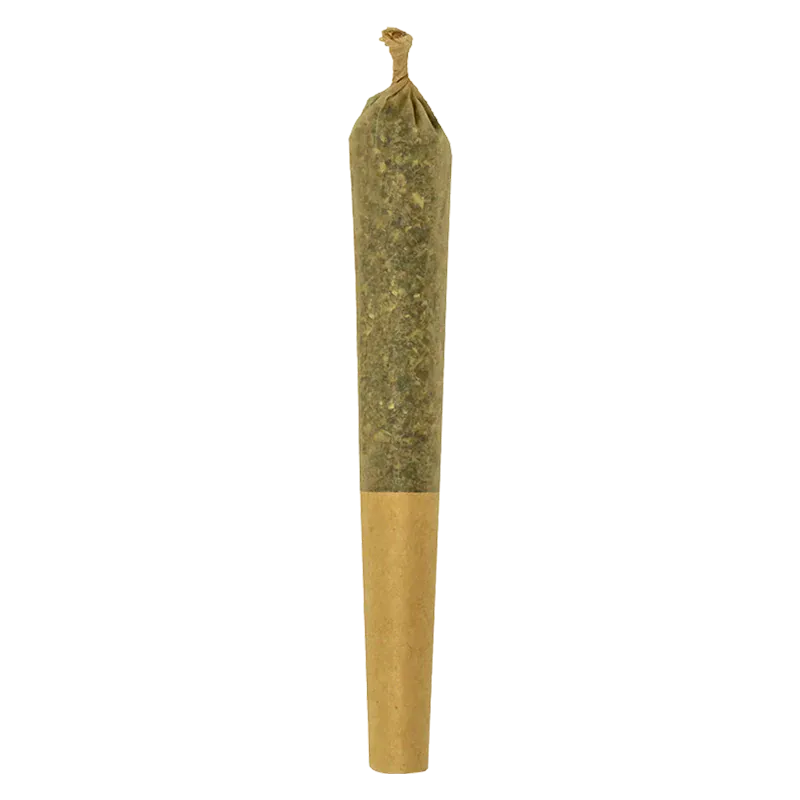 Straight-on view of a pre-rolled joint labeled Granddaddy Purple Skunk PR 7 x 0.5 g, shown upright on a white background.