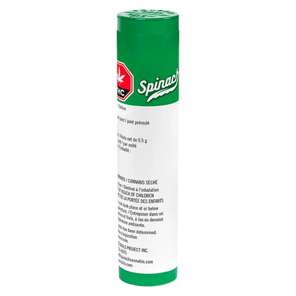 Tall front-facing tube labeled Blue Thai #2 PR 1 x 0.5 g with a green top and white body showing small printed warning text.