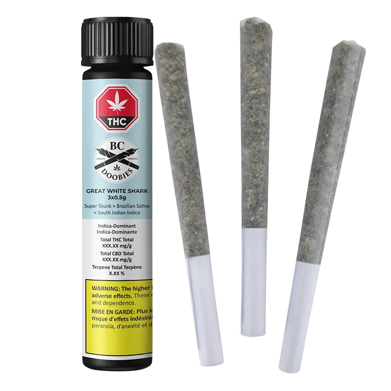 BC Doobies 1.5 g Great White Shark PR 3 x 0.5 g Pre-Rolls