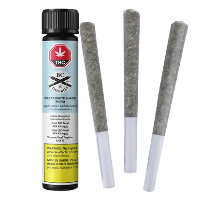 BC Doobies 1.5 g Great White Shark PR 3 x 0.5 g Pre-Rolls