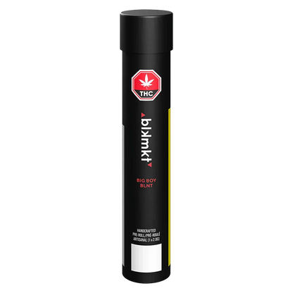Tall front-facing black tube labeled "Big Boy PR 1 x 2 g" with a red THC shield and vertical white branding against a plain white background
