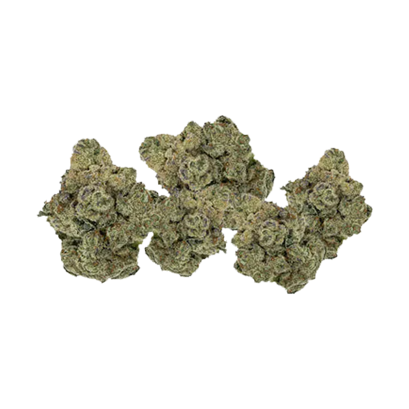 Top-down view of several dense green buds labeled Rockstar Smalls arranged close together on a white background.