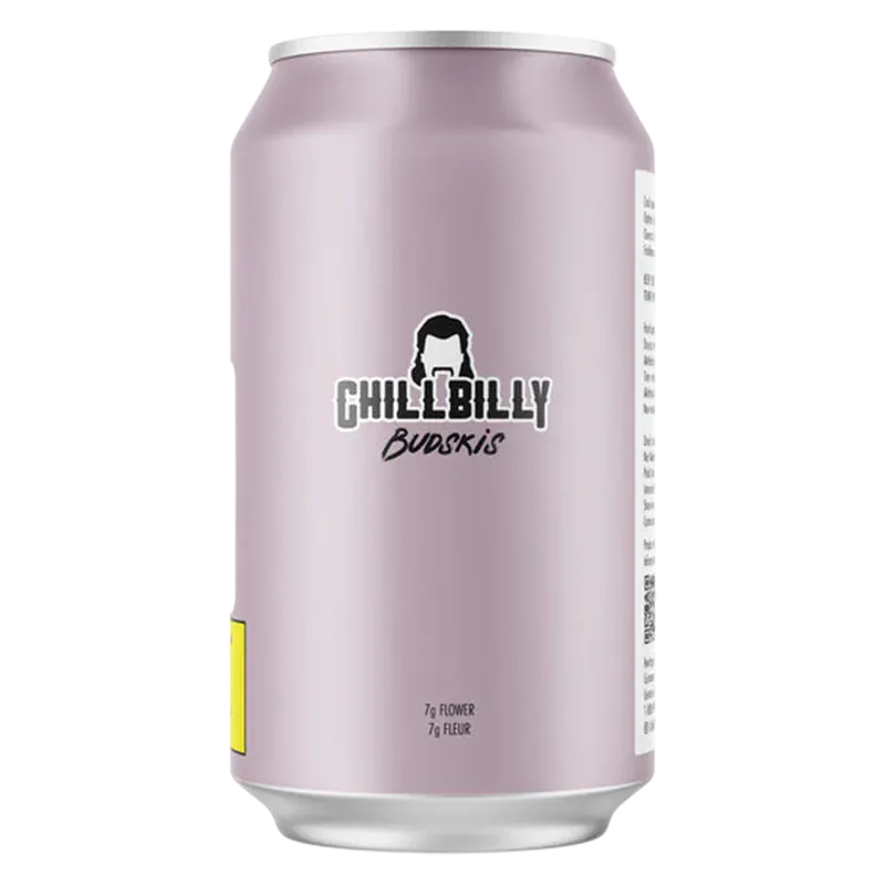 Center-front view of a pale purple can labeled "Purple Cow Tipper Budski" with minimalist black logo and soft studio lighting.
