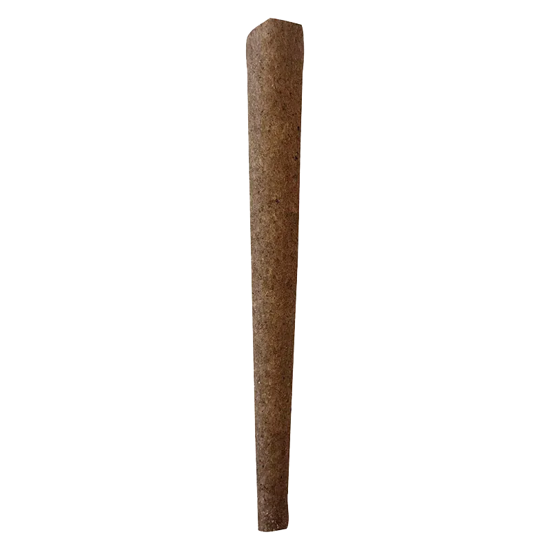 Top-down view of a single tapered brown pre-roll on white background, labeled Chocolate Kush PR 1 x 1 g.