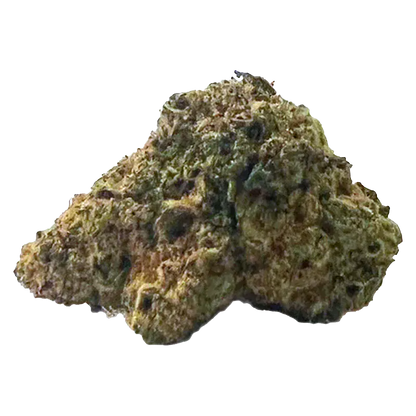 Close-up of a single greenish-brown nugget of Frost'd Flakes centered on a white background.
