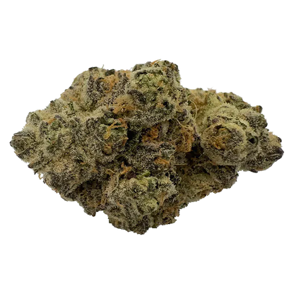 Close-up front view of a frosty green and orange bud labeled Rare Cuts, shown against a white background.