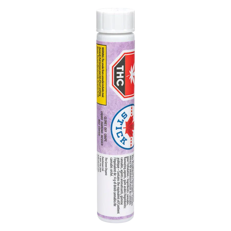 Tall front-facing tube photographed on white background showing a purple label and THC symbol for BC Organic Mandarin Zktz.