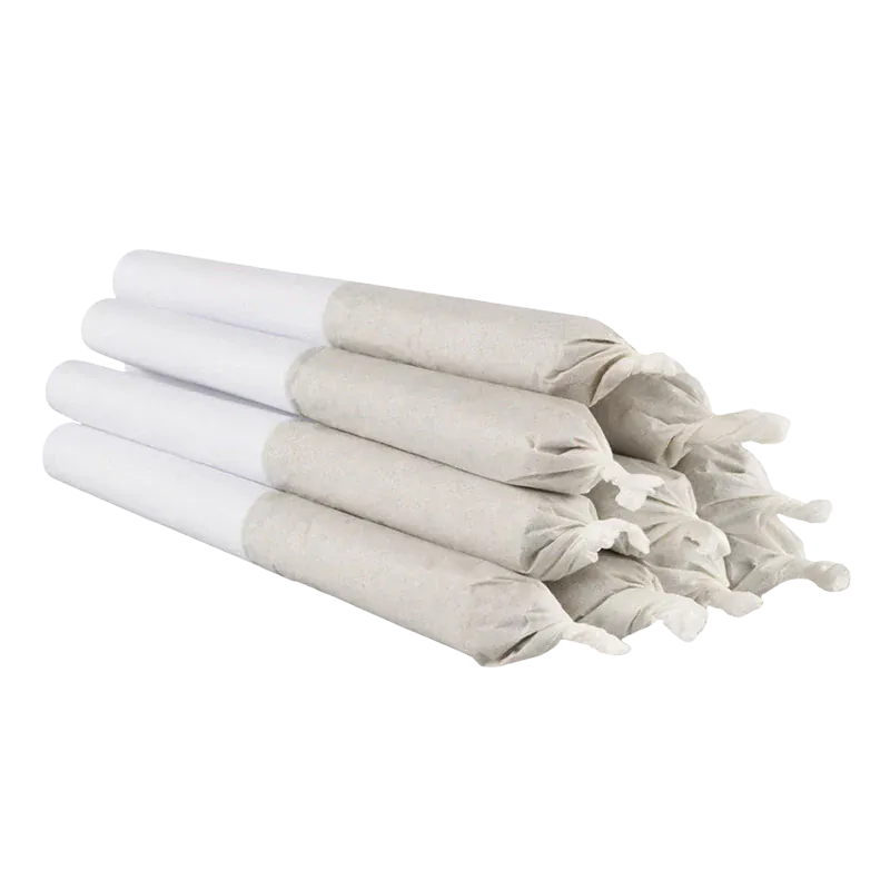 Stacked perspective of seven white and gray paper-wrapped sticks for Blueberry Donuts PR 10 x 0.35 g.