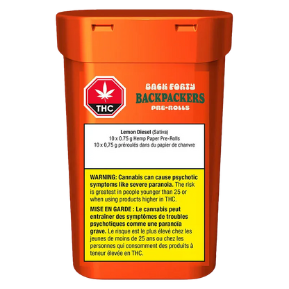 Back Forty 7.5 g Backpackers Lemon Diesel PR 10 x 0.75 g Pre-Rolls
