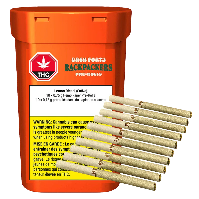 Back Forty 7.5 g Backpackers Lemon Diesel PR 10 x 0.75 g Pre-Rolls