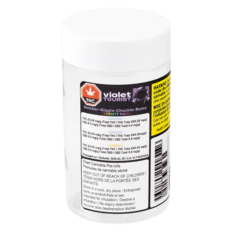 Violet Tourist 15 g Snicker-Giggle-Chuckle-Bums Variety Pack PR 15 x 1 g Pre-Rolls