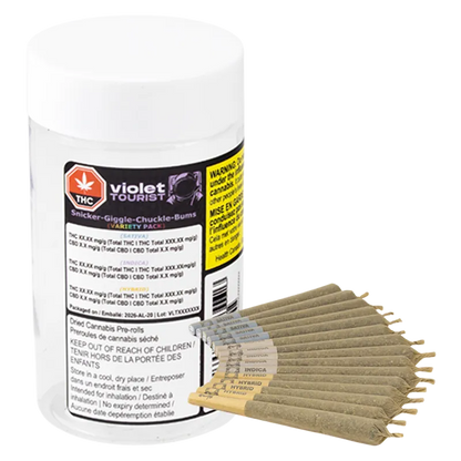 Violet Tourist 15 g Snicker-Giggle-Chuckle-Bums Variety Pack PR 15 x 1 g Pre-Rolls