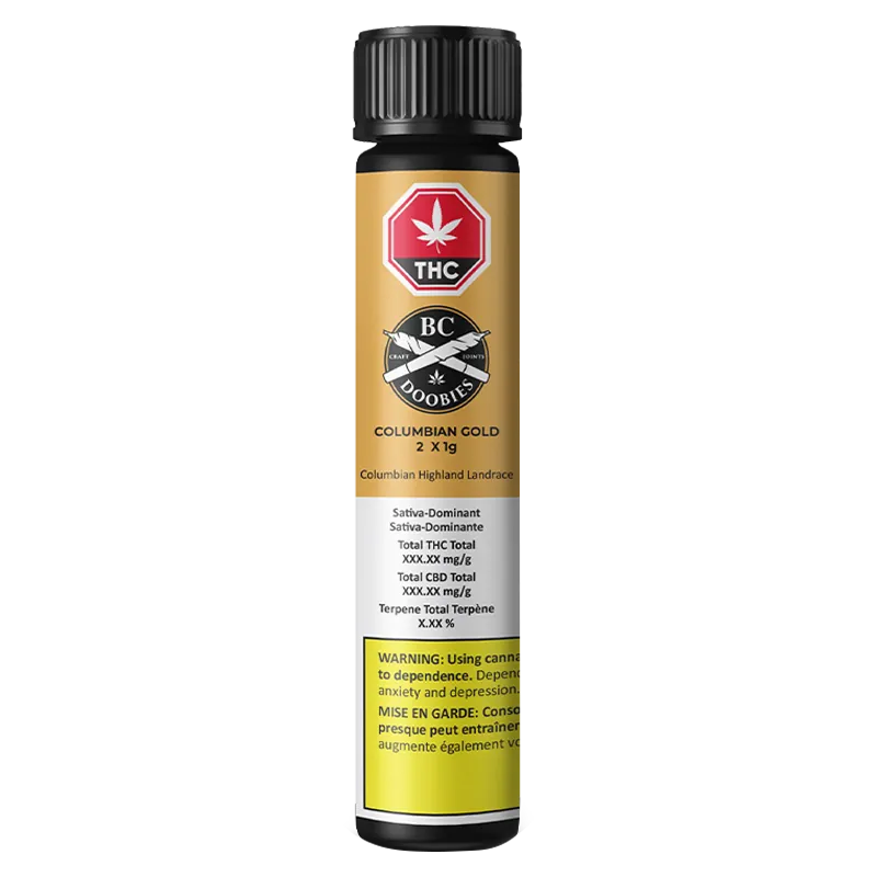 BC Doobies 2 g Columbian Gold PR 2 x 1 g Pre-Rolls