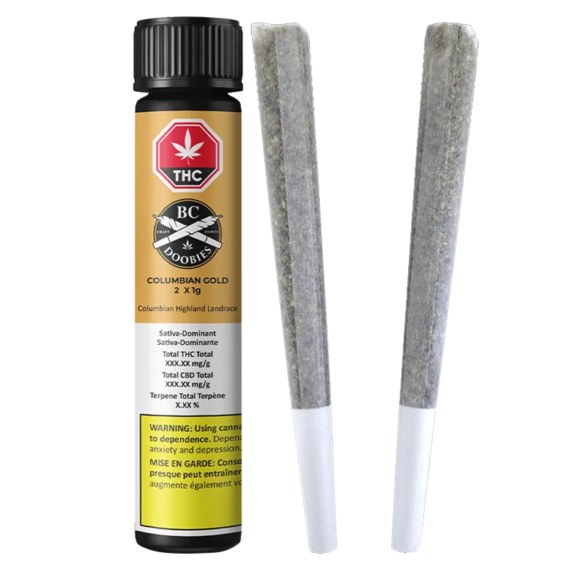 BC Doobies 2 g Columbian Gold PR 2 x 1 g Pre-Rolls