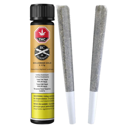 BC Doobies 2 g Columbian Gold PR 2 x 1 g Pre-Rolls