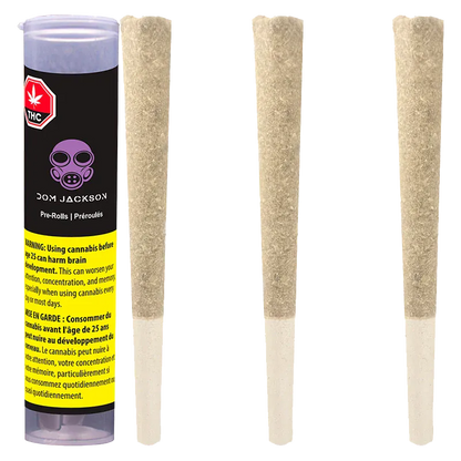 Vertical product shot of a Ghost Banner PR 3 x 0.5 g tube with three upright pre-rolls on a white reflective background.