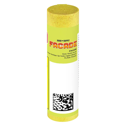 Tall, front-facing image of the cylindrical Facade PR 7 x 0.5 g tube with bright yellow-green label, visible logo and QR code.