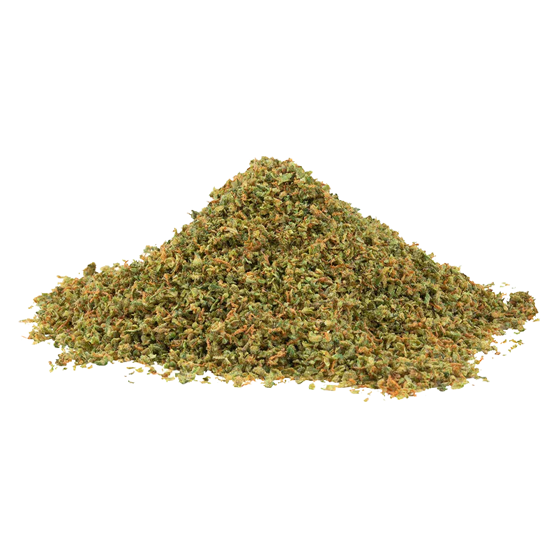 Low-angle view of a loose green and orange herb pile labeled "Where's My Car" centered on a white background.