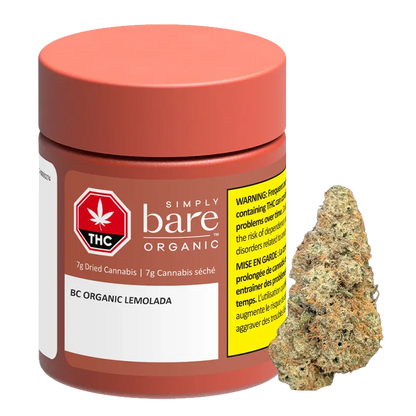 Front three-quarter view of a red jar and adjacent bud labeled BC Organic Lemolada, shot on a plain white background.