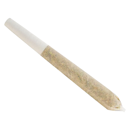 Diagonal close-up of a single rolled paper joint photographed on white background featuring the Permanent Marker PR 1 x 1 g product name.