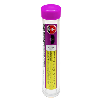 Tall front-facing clear tube with a purple cap and labels, showing the LA Bakers PR 3 x 0.5 g vial against a white background.